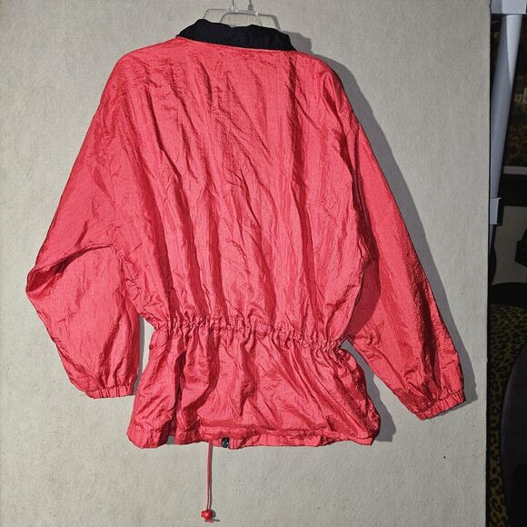Active Stuff Vintage 80s Red Windbreaker Jacket Lrg Cinched Waist Coat of Arms - Picture 10 of 11